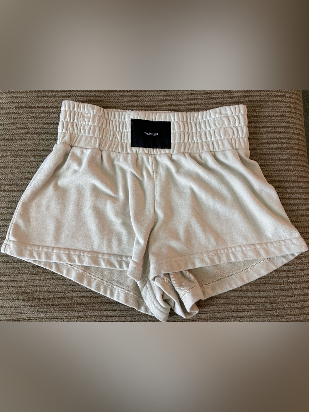 TALENTLESS Cream Drawstring Athletic Shorts